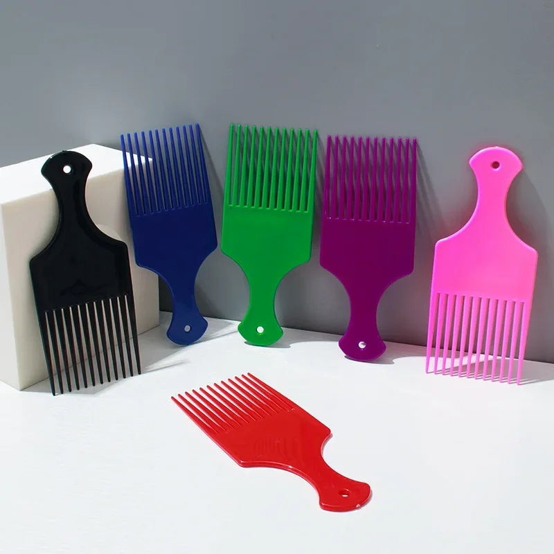 1 Piece Wide Teeth Brush Pick Comb Fork Hairbrush Insert Hair Pick Comb Plastic Gear Comb For Curly Afro Hair Styling Tools