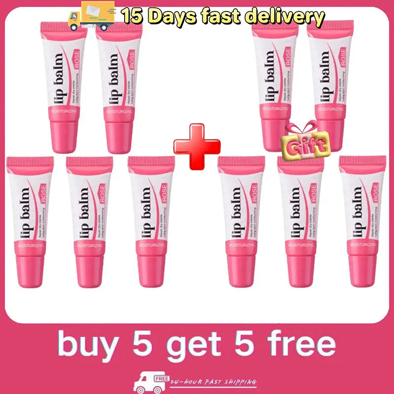 Rose Lip Balm Soft Lasting Nourishment and Moisture for Men and Women Fade Fine Lines Daily Care Lip Balm Clear Beautiful Skin