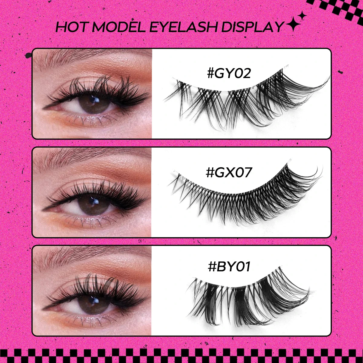 GROINNEYA Cat Eye Lashes Natural long Manga Lashes Faux Mink Eyelashes Winged End Eye Elongated Eyelashes Fake Lashes Soft