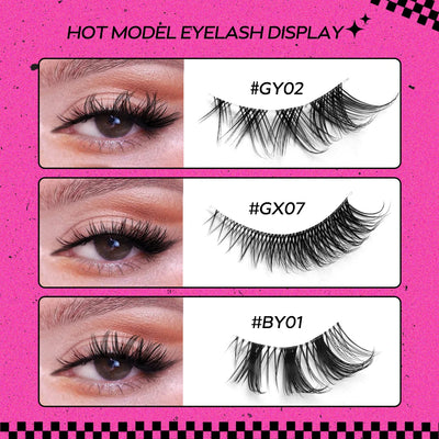 GROINNEYA Cat Eye Lashes Natural long Manga Lashes Faux Mink Eyelashes Winged End Eye Elongated Eyelashes Fake Lashes Soft