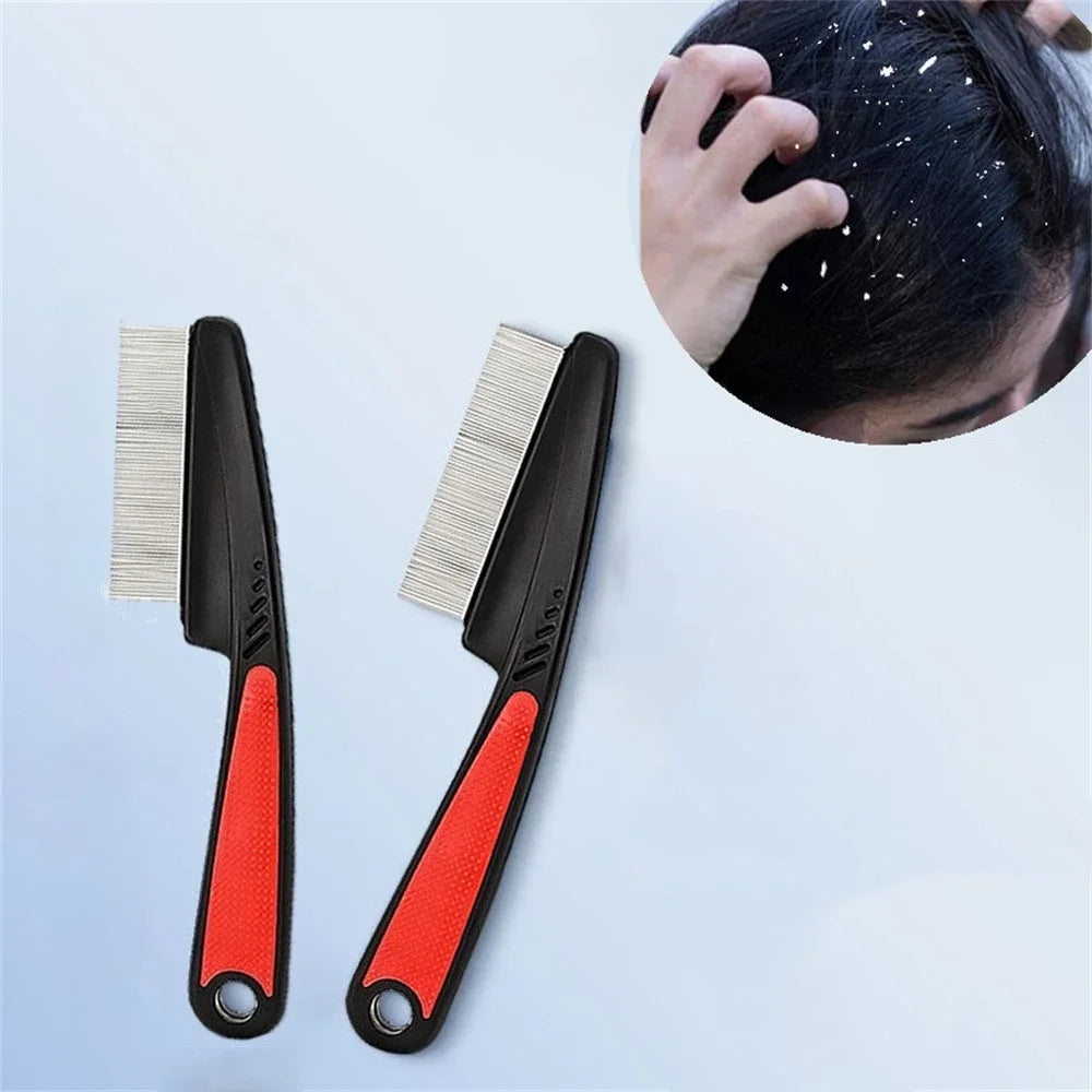 Stainless Steel Fine Tooth Comb Tweezers Comb Head LiceComb Dandruff Comb Professional Head Lice Nit Removal Hair Styling Tools