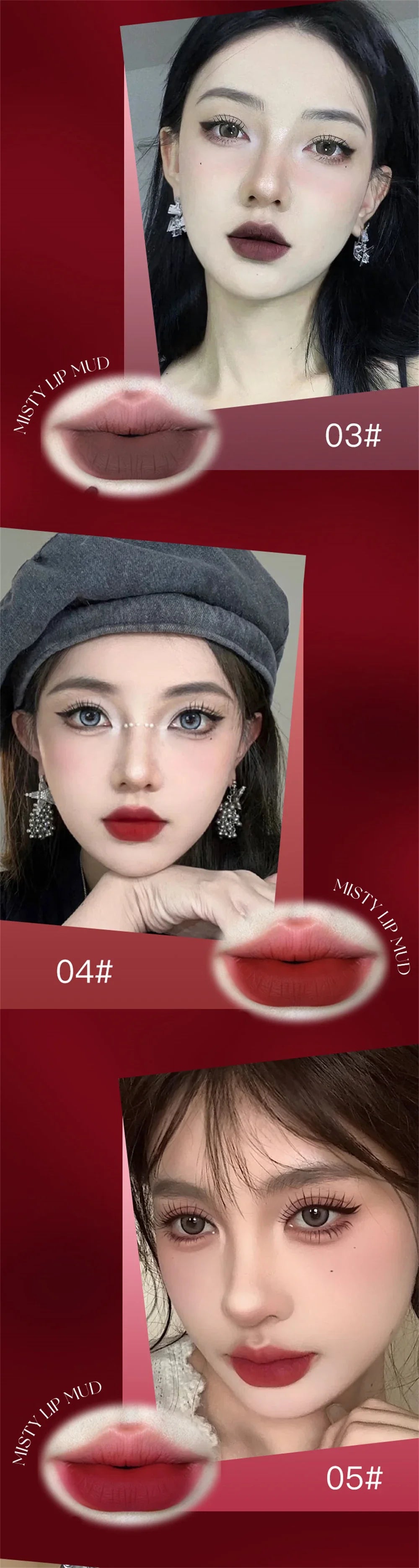 6 Color Punk Dark Red Lip Gloss Matte Lipstick Lasting Waterproof Smoky Dark Nude Purple Durable Natural Lip Tint Korea Makeup