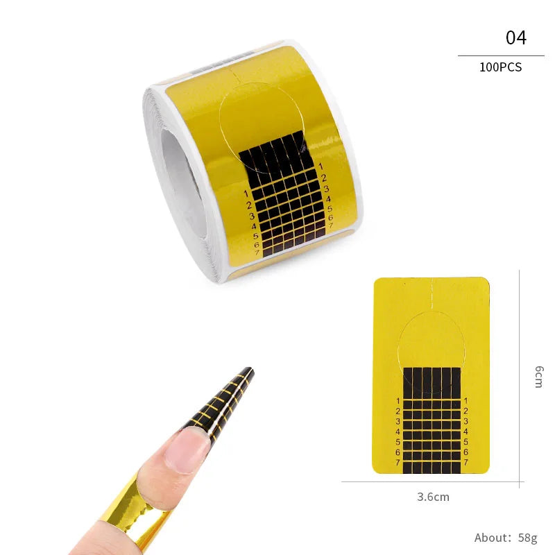 100pcs Nail Extension Guide Stickers French Nails Form Shaper Beginner DIY Acrylic/UV Gel/Poly Acrylic Gel Manicure Extension&*&