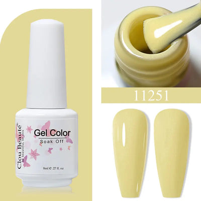 Clou Beaute 8ml Gel Polish Colorful Glitter UV Nail Gel Vernis Semi Permanent Glass Bottle Blue Green White Soak Off Gel Nail