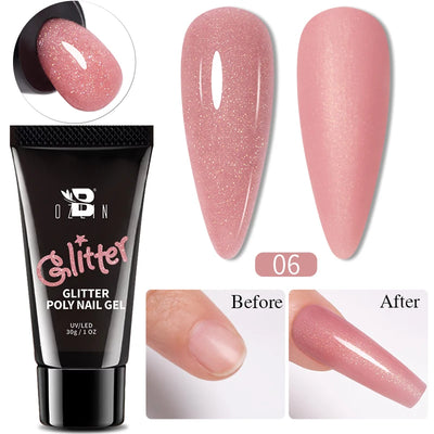 30g Dopamine Sequin Flexible 3D Gel Non Stick Hand Solid Extension Nail Gel Nude Pink White Extension Gel Rhinestone Glue Gel