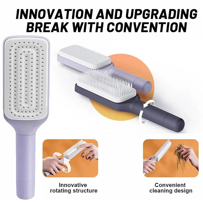 1/2pcs Rotatable Self Cleaning Hair Brush Massage Air Cushion Comb Magic Retractable Self-Cleaning Massage Brush Telescopic Comb
