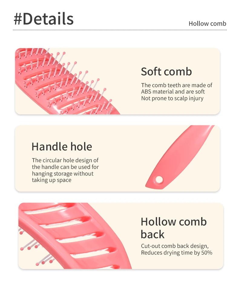 1PCS Small Detangling Wide Teeth Comb Hollow Out Comb for Hair Scalp Massage Anti-static Hairbrush Wet Brush for Salon Hairdress