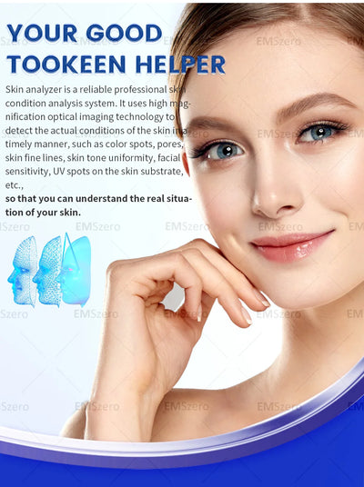 15.6 inch New 3D Facial Skin Analyzer Machine Skin Analyzer Facial Machine 8 Light Spectrum Skin Analysis Scanner