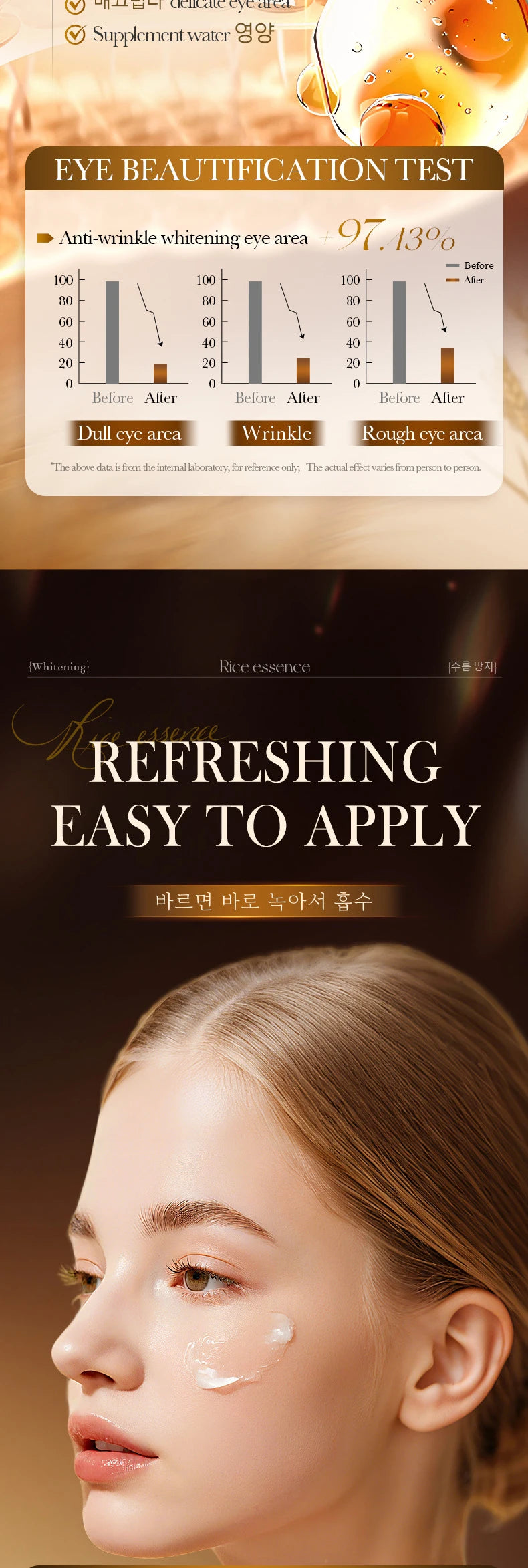 SADOER Rice Essence Eye Cream Anti Dark Circles Anti-Aging Anti Wrinkles Whitening Moisturizing Korean Eyes Skin Care Cosmetics