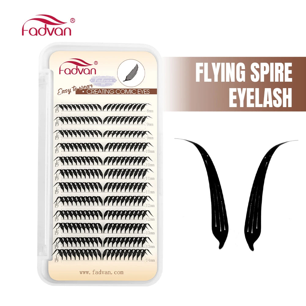 FADVAN D Curl Devil Comic Cartoon Spirit Style 8-14mm Heart Feather Spire Eyelash Extension Demon Tower Top 3D Light Lash