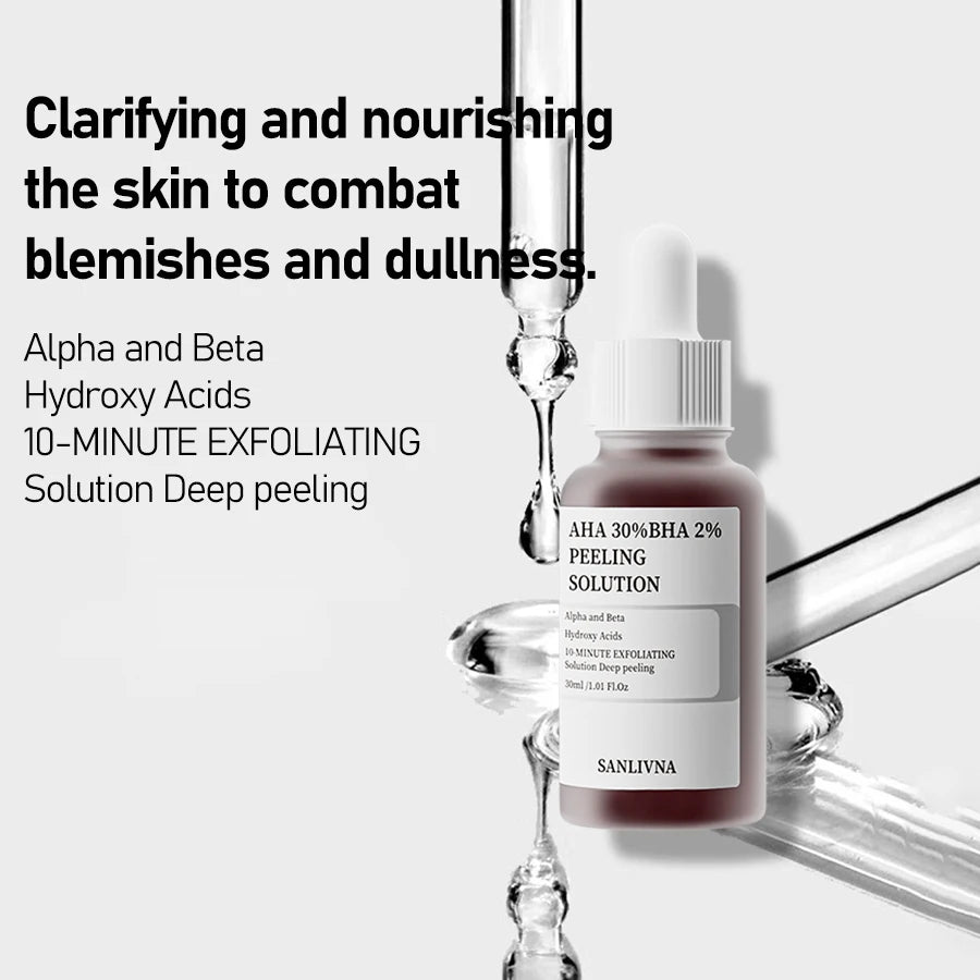 AHA 30% + BHA 2% Peeling Solution, Advanced Peel, Skin Brightening, Whitening Makeup Serum, Acne Scar Lightening
