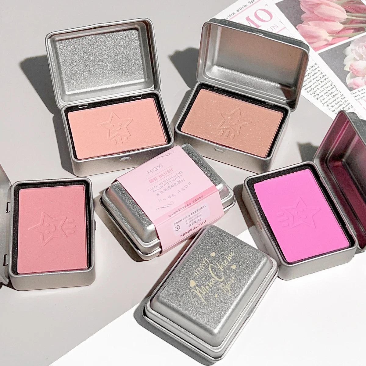 Iron box monochrome blush low saturation light pink nude pink girl clear and white