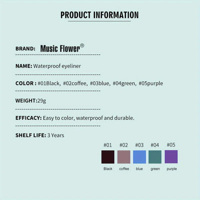 Rich Color Rendering Eyeliner Cream,Smudge Proof Waterproof Easy Coloring Makeup Cosmetic,( Brown, Blue Purple, Green And Black)