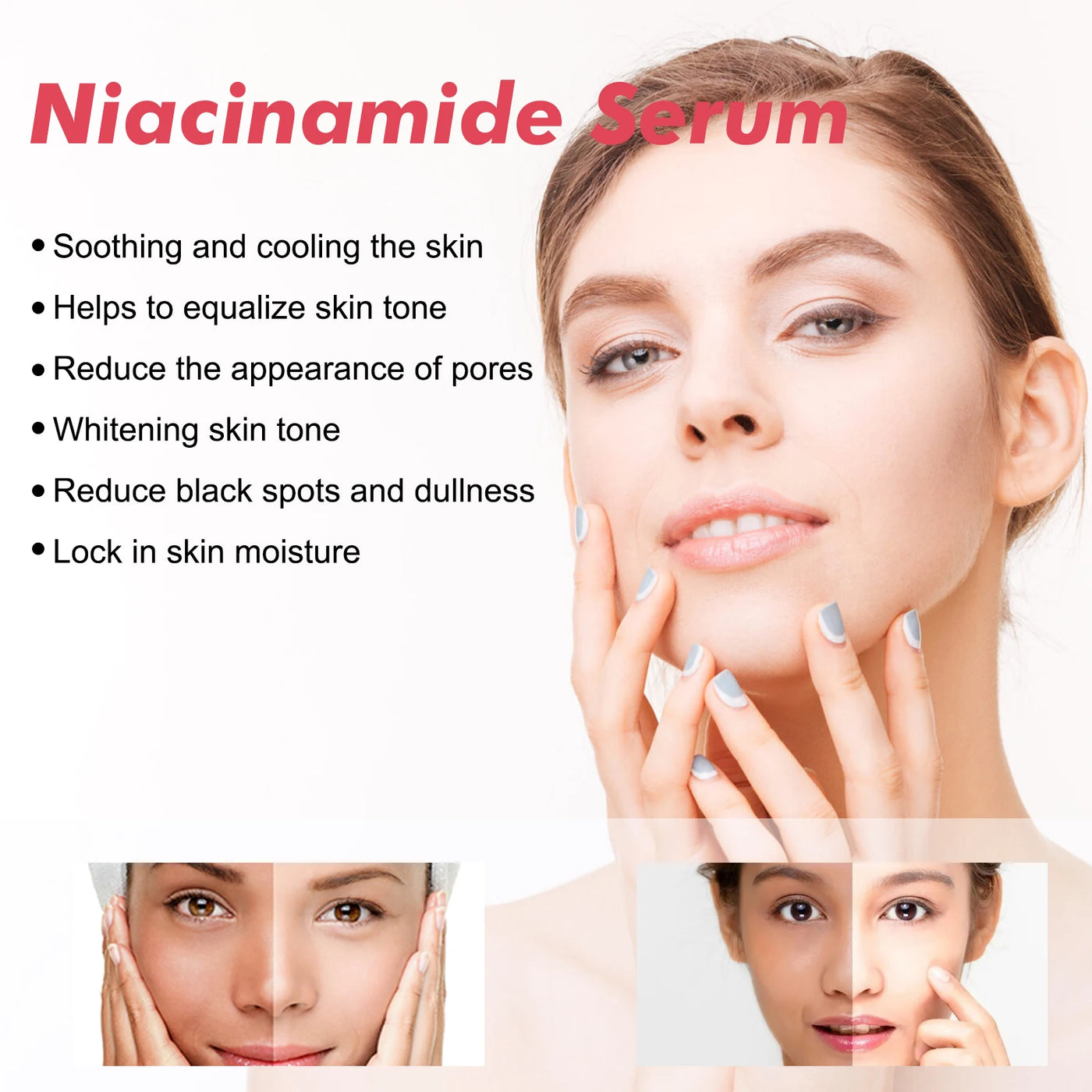 Niacinamide Serum Brightening Complexion Nourishing Hydrating Rejuvenating Serum Pore Contouring Hyaluronic Acid Soothing Skin