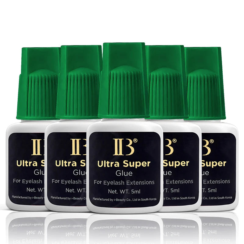 Korea Original IB Ultra Super Glue for Eyelash Extensions 5ml IB Green Cap Glue with Seal Bag False Lash Adhesive Private Label