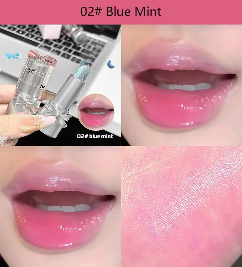 Cappuvini Sweet and Cool Bow Thermochromic Lipstick is a moisturizing and hydrating lip balm that reduces lip lines and changes