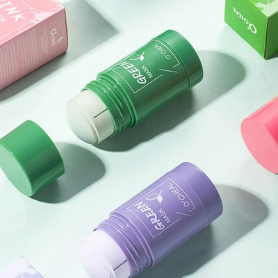 Green Tea Stick Facial Mask Deep Cleaning Mud Cream Replenish Water Moisturize Control Oil Shrink Pores Remove Blackheads