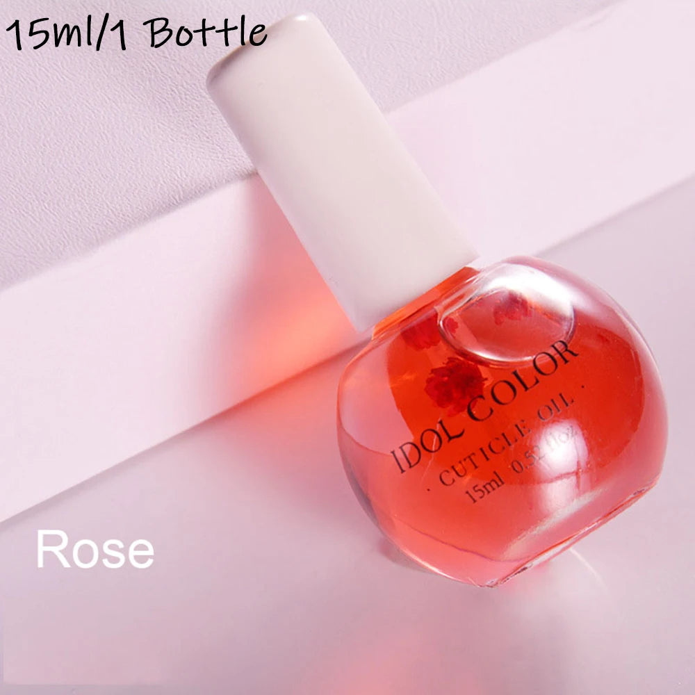 15ml/1 Bottle Dried Flowers Softener Nutritional Cuticle Oil 8Color Cuticle Oil Multi Fragrance Nail Edge Care Nail Art Tool*