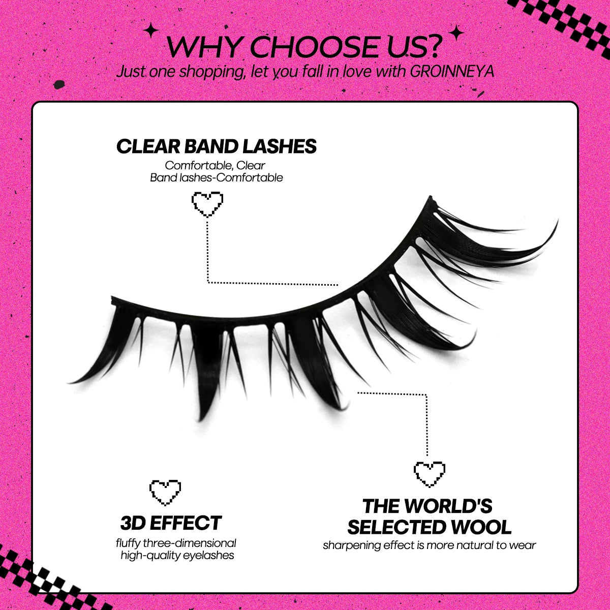 GROINNEYA Cat Eye Lashes Natural long Manga Lashes Faux Mink Eyelashes Winged End Eye Elongated Eyelashes Fake Lashes Soft