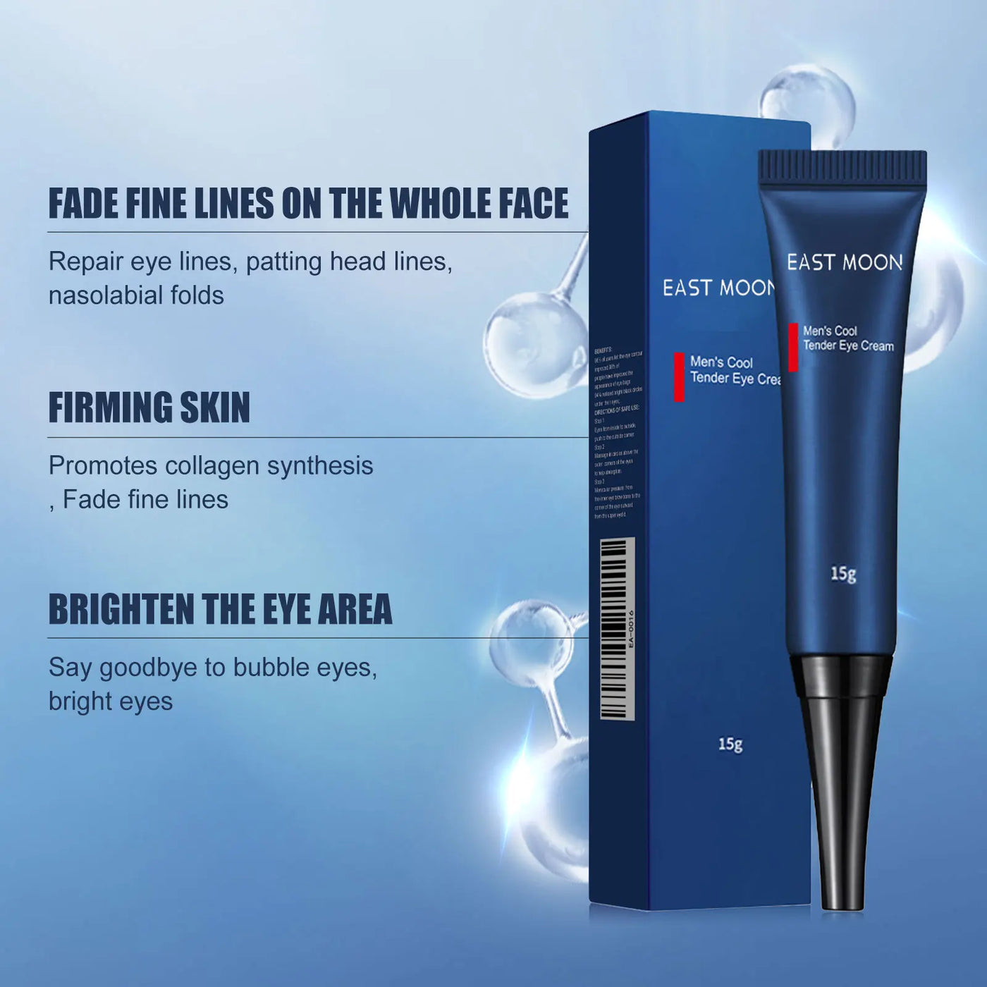 2Pcs Men's Retinol Eye Cream Moisturizing Anti-Aging Remove Dark Circle Anti-Puffiness Fade Wrinkles Hydrating Firming Eye Care