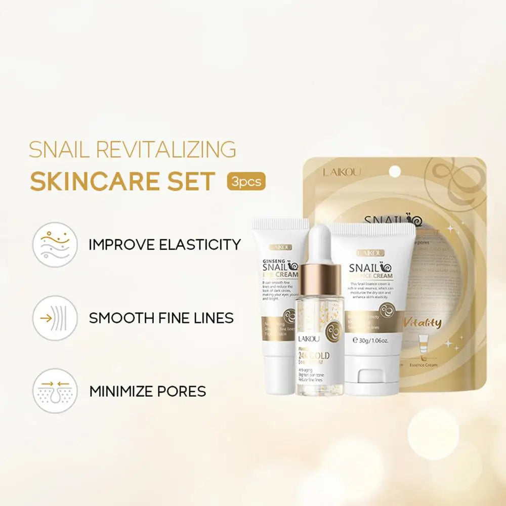1set Snail Serum Essence Anti-aging Women Firming Tightening Repairing Cream Moisturizing Eye Cream Face Serum Skin Care Set