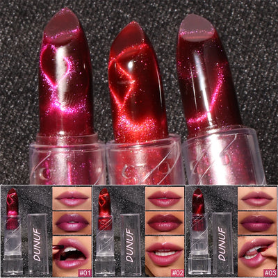 Moisturizing Cat Eye Lipstick Mirror Glitter Metallic Lipstick Diamond Pink Pearl Sparkling Lip Gloss Color Changing Lips Makeup