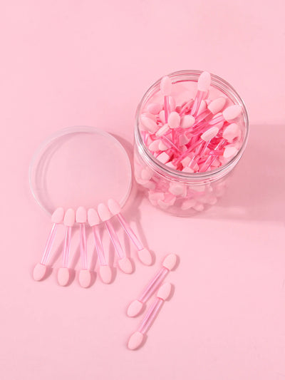 50pcs Disposable Eyeshadow Brush Set,Disposable eye shadow stick brush double-headed sponge eye shadow stick