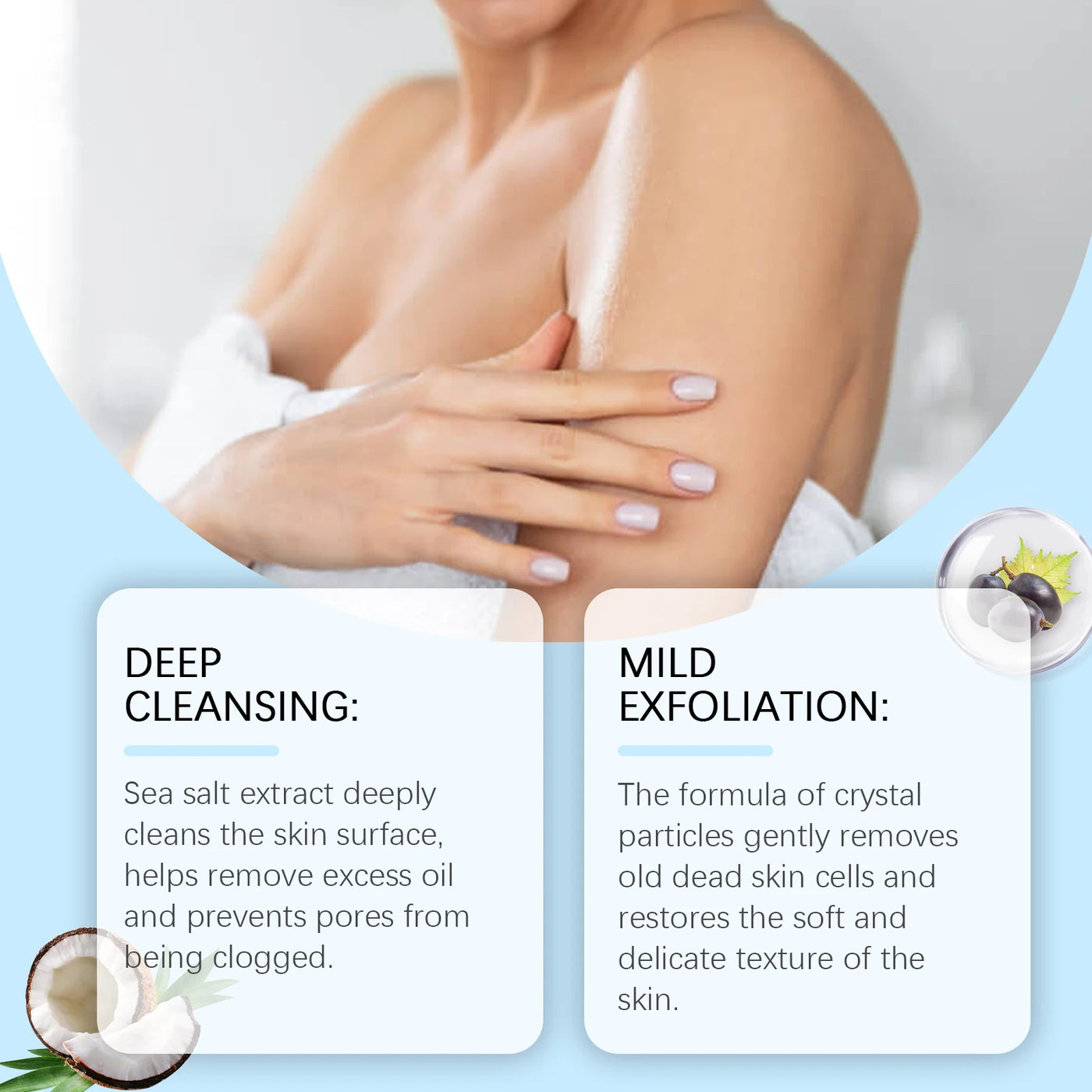 Coconut Body Scrub Exfoliating Remove Dead Skin Fading Dark Spots Softening Brightening Smoothing Cleansing Sea Salt Body Scrub