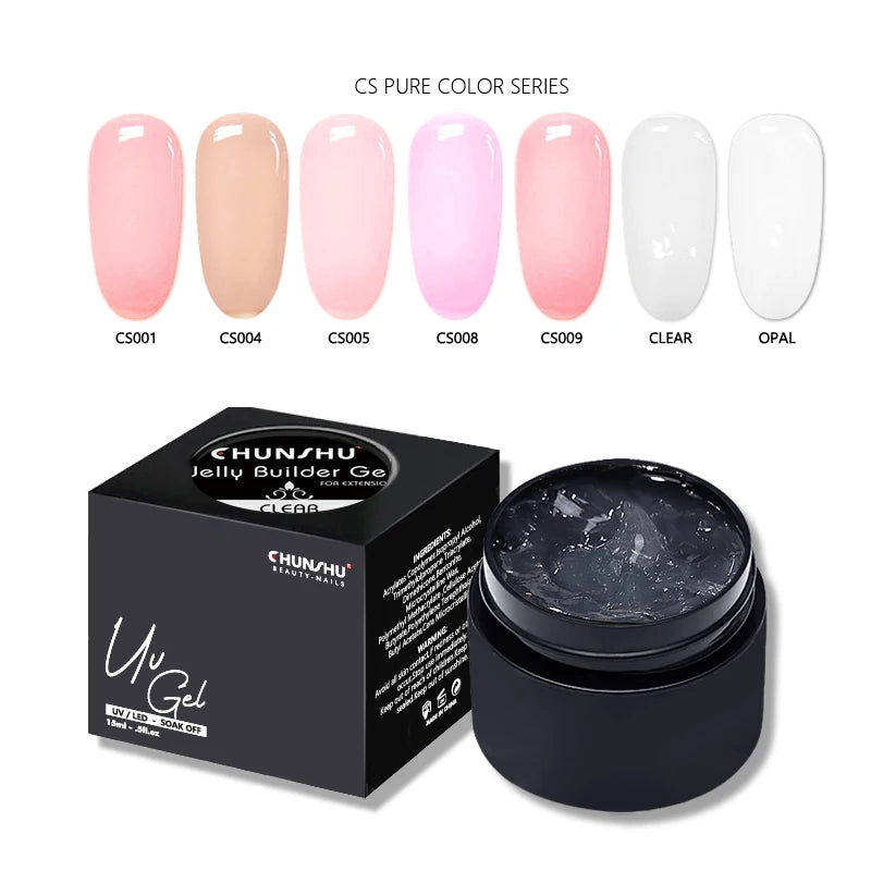 CHUNSHU Solid Jelly Extension Nail Gel Polish 15g Poly Builder Construction Gel For Nails Extend Semi Permanent UV White Varnish