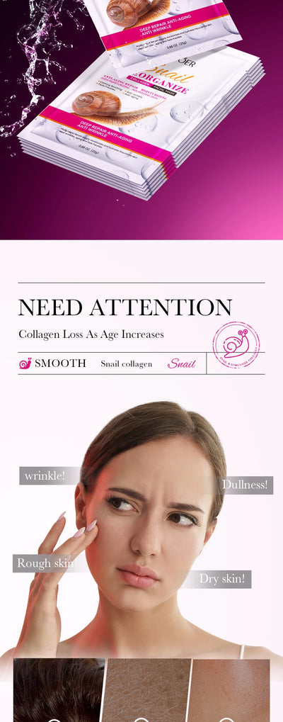 1/3/5/10pcs Snail Collagen Moisturizing Face Mask Replenishment Firming Tender Facial Mask Skin Care Korean Cosmetics