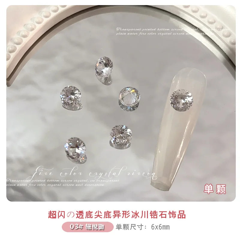 10-20PCS Super Sparkle Clear Translucent Zircon Nake Pointed Diamonds Nail Art Rhinestones Decorations Manicure Ornaments