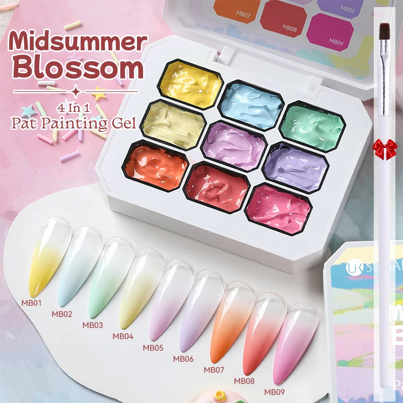 UR SUGAR 9 Colors 4 In 1 Pat Painting Gel Y2K Gradient Blush Color Semi Permanent Soak Off UV&LED Gel Nail Art Creation Salon DI