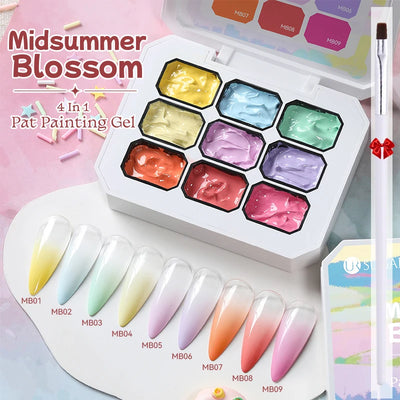 UR SUGAR 9 Colors 4 In 1 Pat Painting Gel Y2K Gradient Blush Color Semi Permanent Soak Off UV&LED Gel Nail Art Creation Salon DI