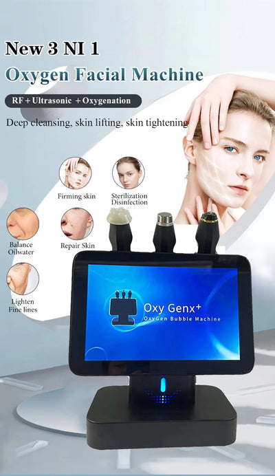 Professional CO2 Oxygen Facial Device Skincare Bubble Machine Hydro Dermabrasion 3 In 1 Facial Electric Massager Skin Cleansing