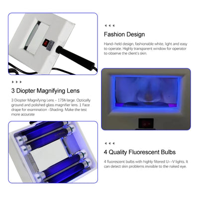 AOKO Wood UV Lamp Skin Appraisal Analyzer Facial Skin Vitiligo Testing Examination Magnifying Machine Greyness Skin Tinea