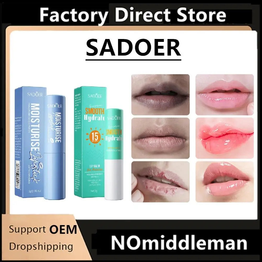 SADOER Hyaluronic Acid Lipstick Lips Skincare Nourishing Brightening Moisturizing Lip Balm Lips Skin Care Products