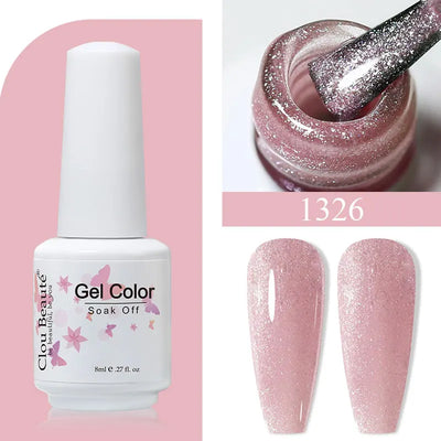 Clou Beaute 8ml Gel Polish Colorful Glitter UV Nail Gel Vernis Semi Permanent Glass Bottle Blue Green White Soak Off Gel Nail