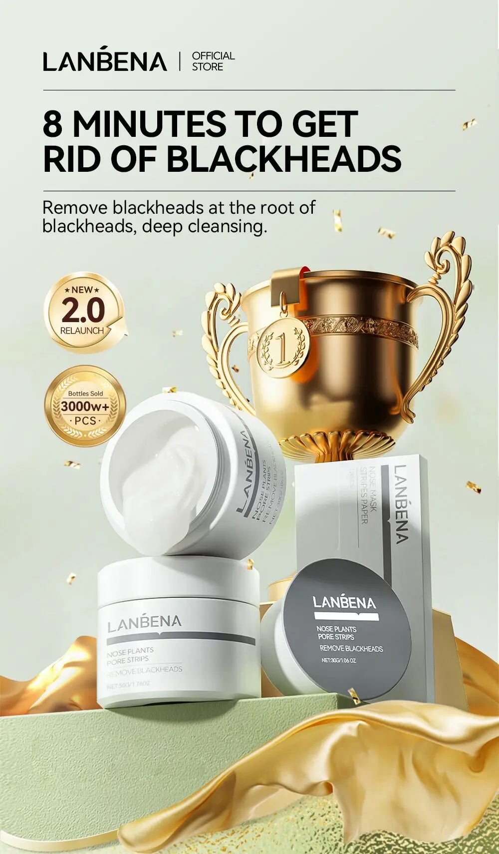 LANBENA New Style  Blackhead Remover Nose Mask Pore Strip Black Mask Peeling  Black Deep Cleansing Skin Care Beauty Health