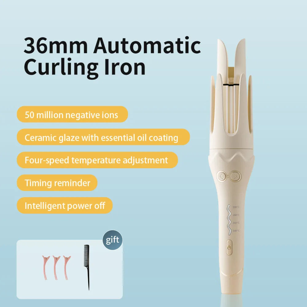 Automatic Hair Curler 36mm Auto Rotating Curling Iron NegativeIon Hair Curling Iron Roller Electric CurlyWaver Iron Styling Tool