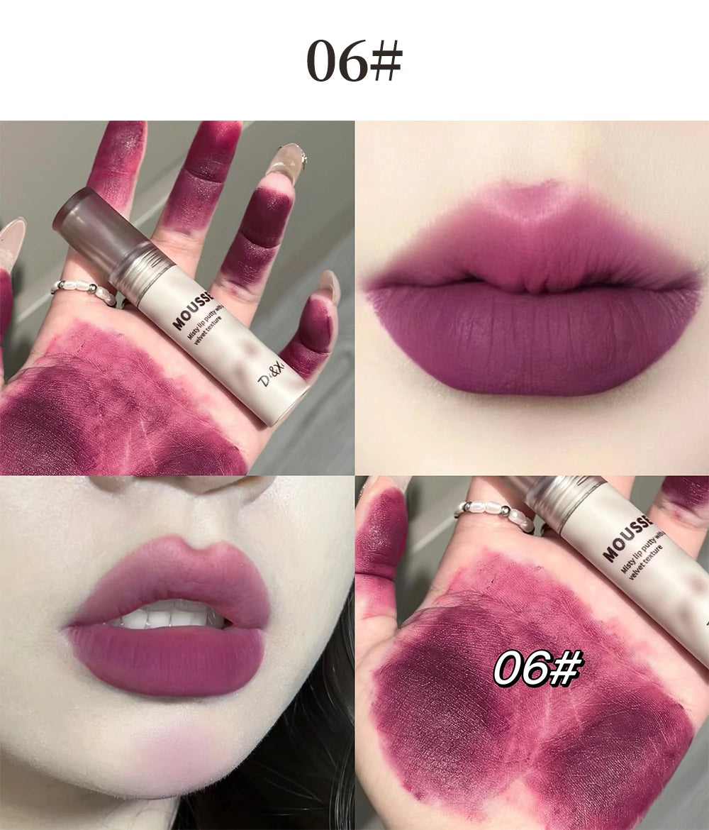 Gothic Matte Black Lipstick Waterproof Mousse Lip Mud Nude Brown Lipstick Moisturize Silky Gloss Makeup Non-stick Lips Tint