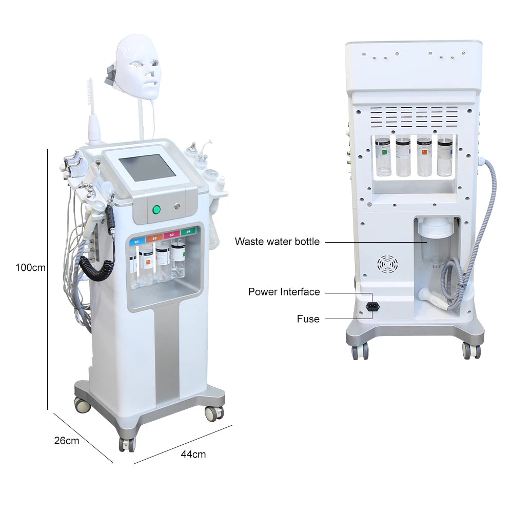 AOKO New 12 IN1 Hydro Dermabrasion Aqua Peeling Ultrasound Facial Care Oxygen Injection Skin Rejuvenation Whiting Beauty Machine