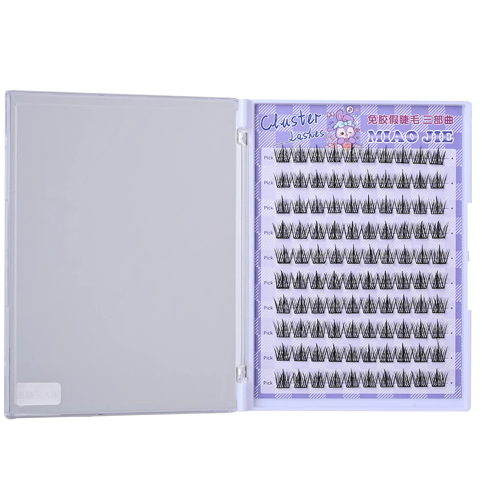 MJ 10 Rows of Large Capacity Glue-free False Eyelashes Single Cluster 10-12MM C-curled Natural Self-adhesive false Eyelashes