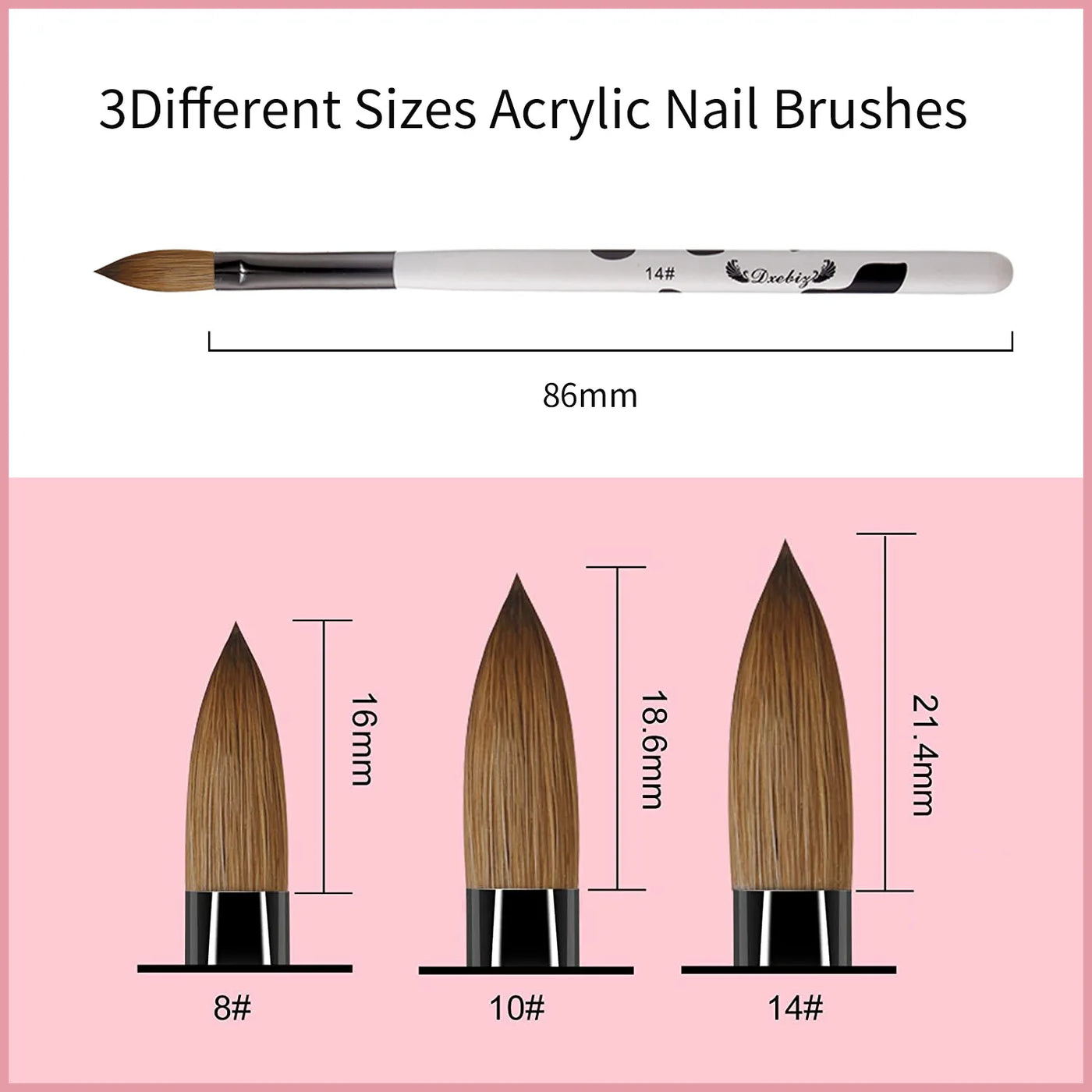 3/4/5 PCS Kolinsky Nail Art Brush Acrylic Powder Application Nail Mink Brush Gel Builder Nail Tools Manicure Extension Carving