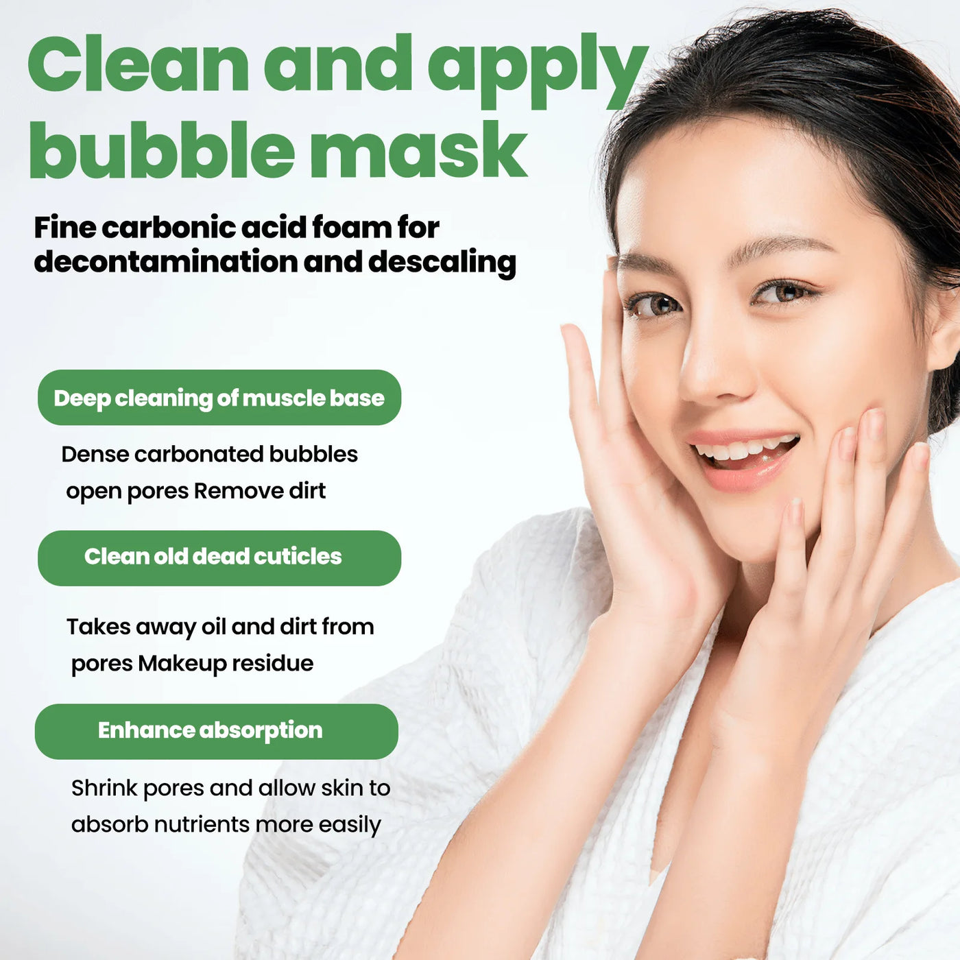 Carbonated Bubble Mask, Deep Cleans Pores, Moisturizes Skin, Gently, Suitable for Normal Skin, Ideal Facial Use