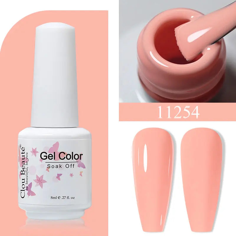 Clou Beaute 8ml Gel Polish Colorful Glitter UV Nail Gel Vernis Semi Permanent Glass Bottle Blue Green White Soak Off Gel Nail