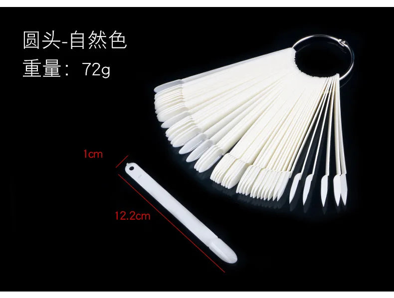 50Pcs/Set Nail Tips Colors Display Tools color plate practice nail plate fan-shaped Manicure Tools