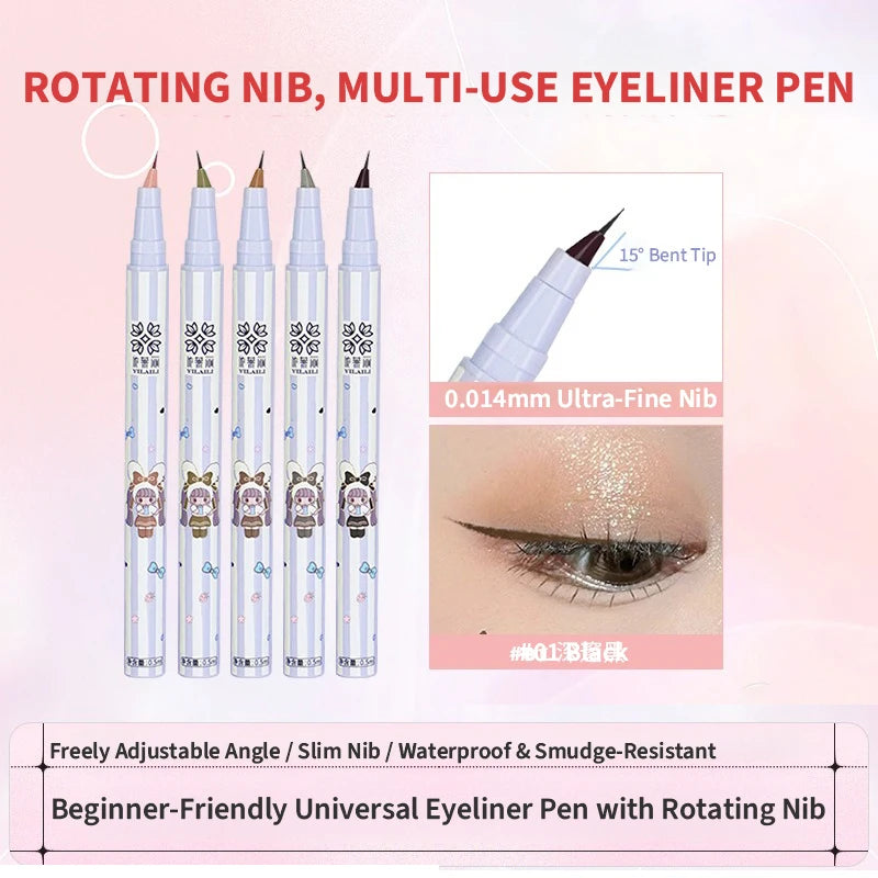 Slanting Ultra-thin Lower Eyelash Eyeliner Pen Liquid Waterproof Tea Grey Smooth Lying Silkworm Eyes Liner Pencil Makeup Tool