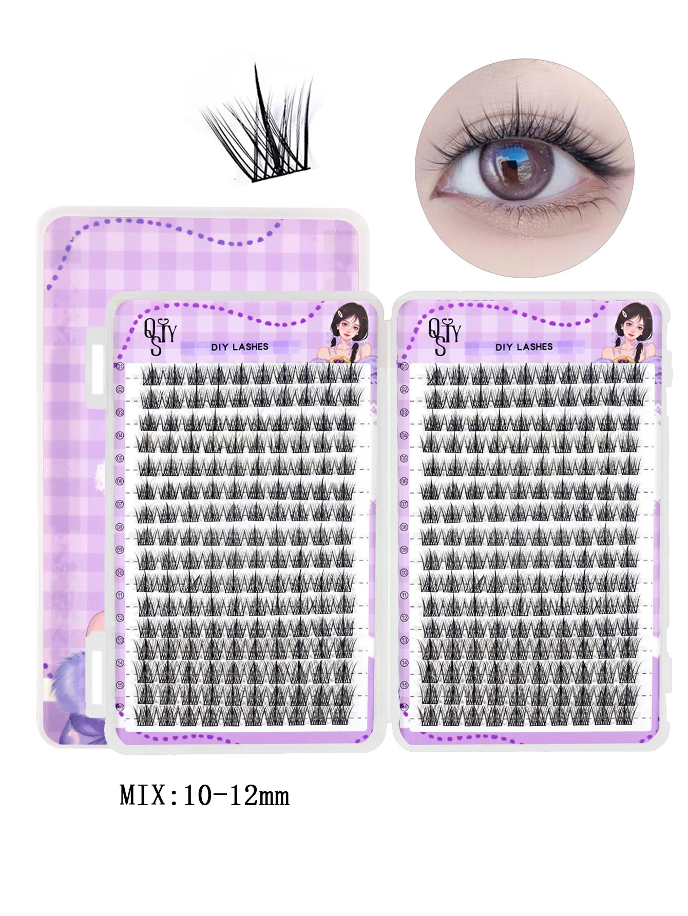 QSTY 32 Rows High Quality Beauty Eyelash Book Eyelash Extension 192-384 PCS Lash Cluster Individual False Eyelashes Clusters