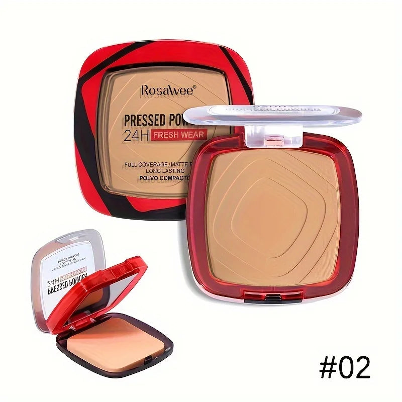 Full Coverage Pressed Powder Foundation With Puff Applicator, 24H Wear Matte Control Oil  Foundation Long Lasting Face Makeup
