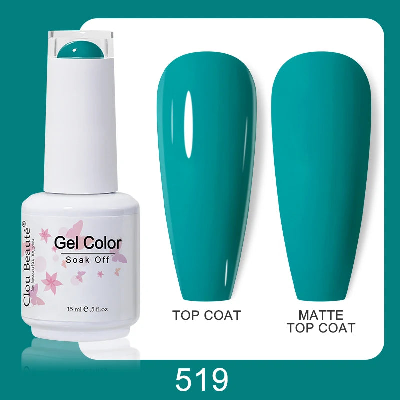 Clou Beaute Nail Gel Polish Kit 15ml Soak Off UVLED Nails Varnish Semi Permanent Nail Art Gels Lacquer Top Base Coat Gel Lacquer